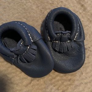 navy blue freshly picked moccasins